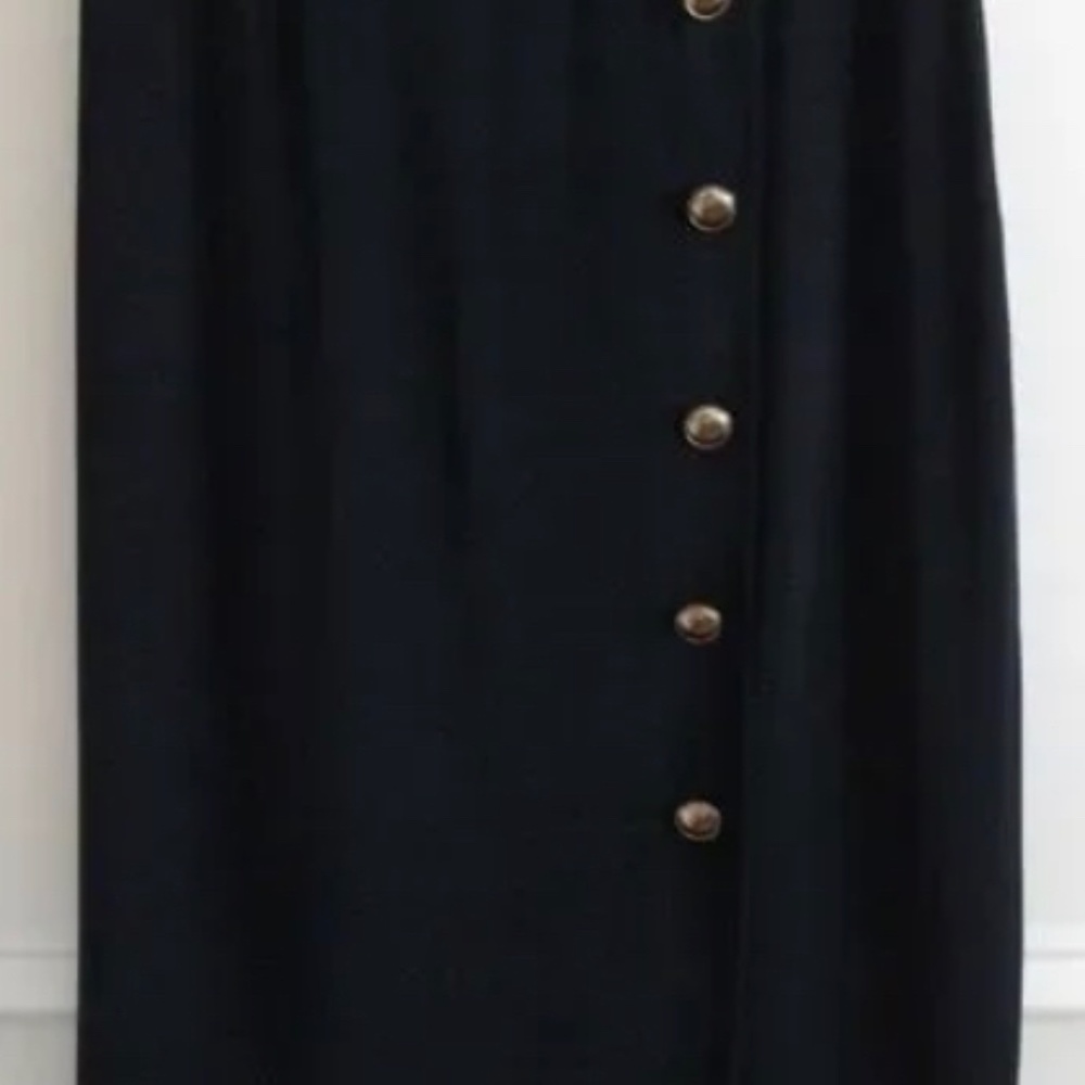 Chico's Travelers Navy Blue Military Detail Pencil Skirt Size 0 S/4 Pull On Gold